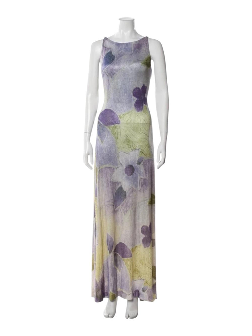 Vintage Lillie Rubin Maxi Dress Glittery Floral Flowy Evening Summer Party